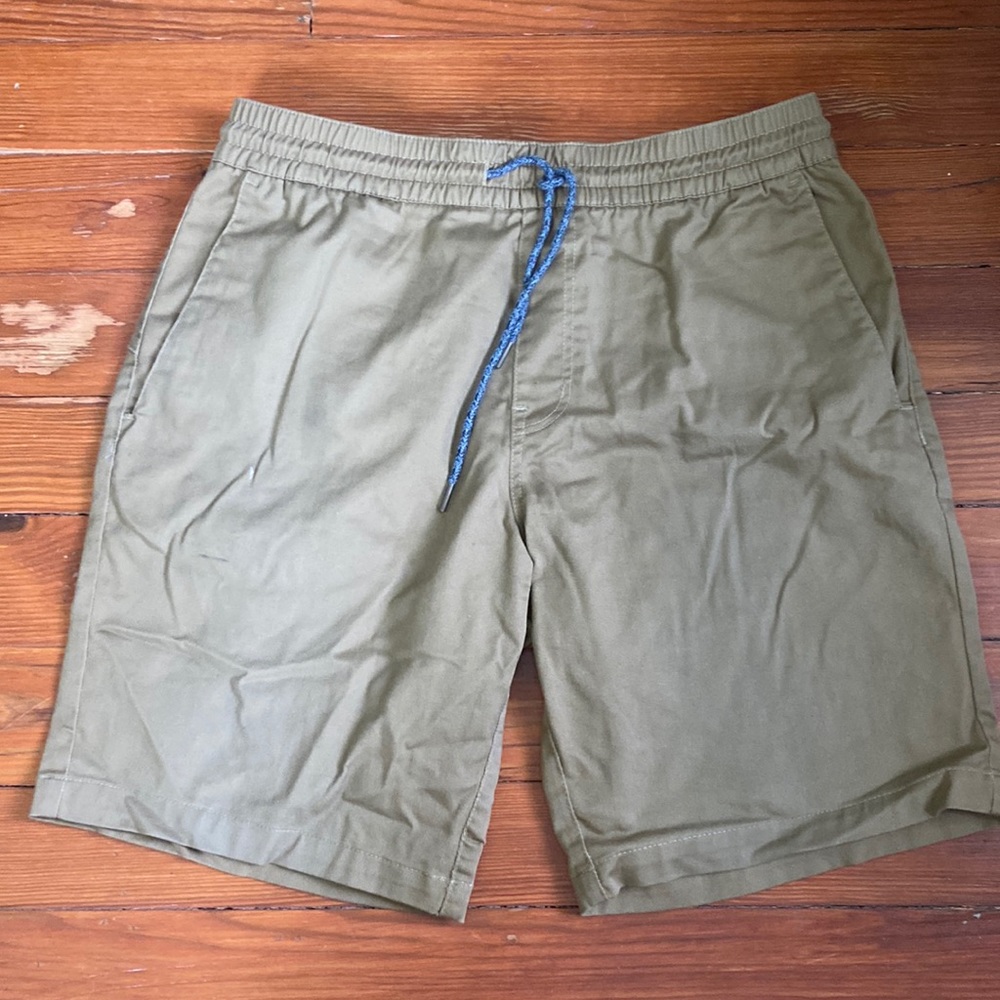 Volcom Men's Khaki Shorts – Size L, Elastic Waist